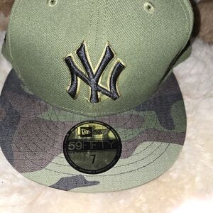 New Era Olive and Camouflage Cap with Gold Logo